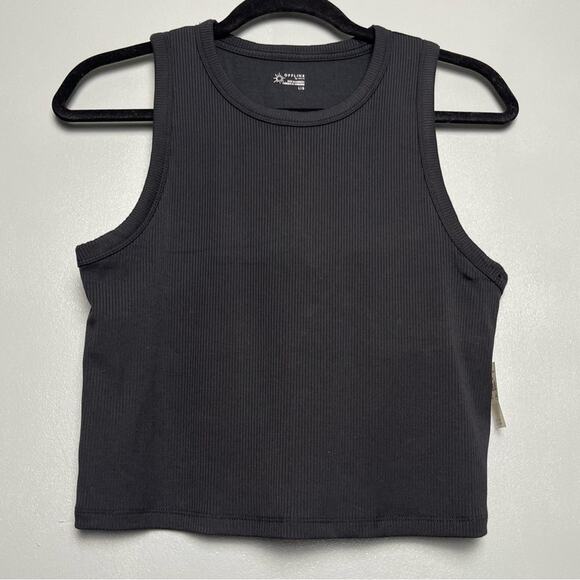 NWT Aerie OFFLINE Ribbed Tank Top Black Modal Women’s Size L - Picture 1 of 8